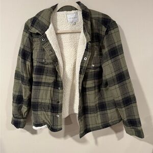 Plaid Sherpa-Lined Jacket